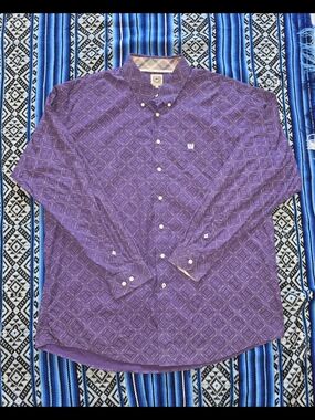 Cinch Western Shirt Men’s XXL Purple Geometric Print Long Sleeve Button Down